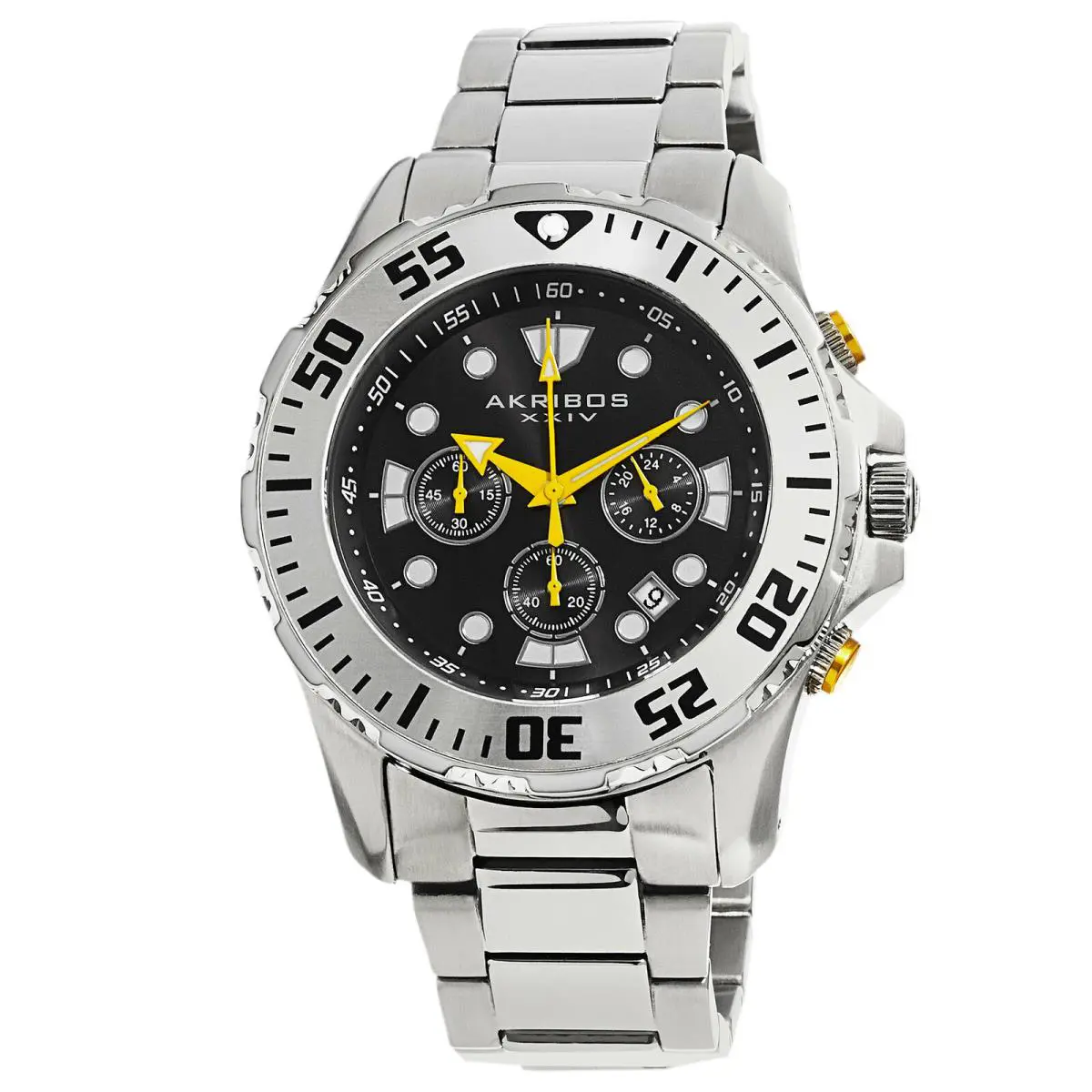 Men`s Akribos Xxiv AK661SSB Black Dial Chronograph Stainless Steel Watch by Akribos XXIV