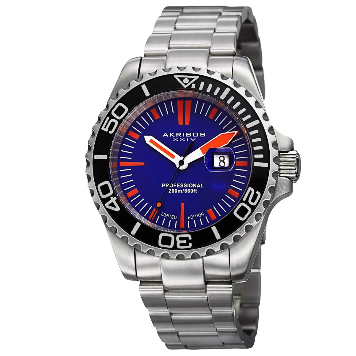 Men`s Akribos Xxiv AK735BU Limited Edition Divers Date Blue Dial Watch