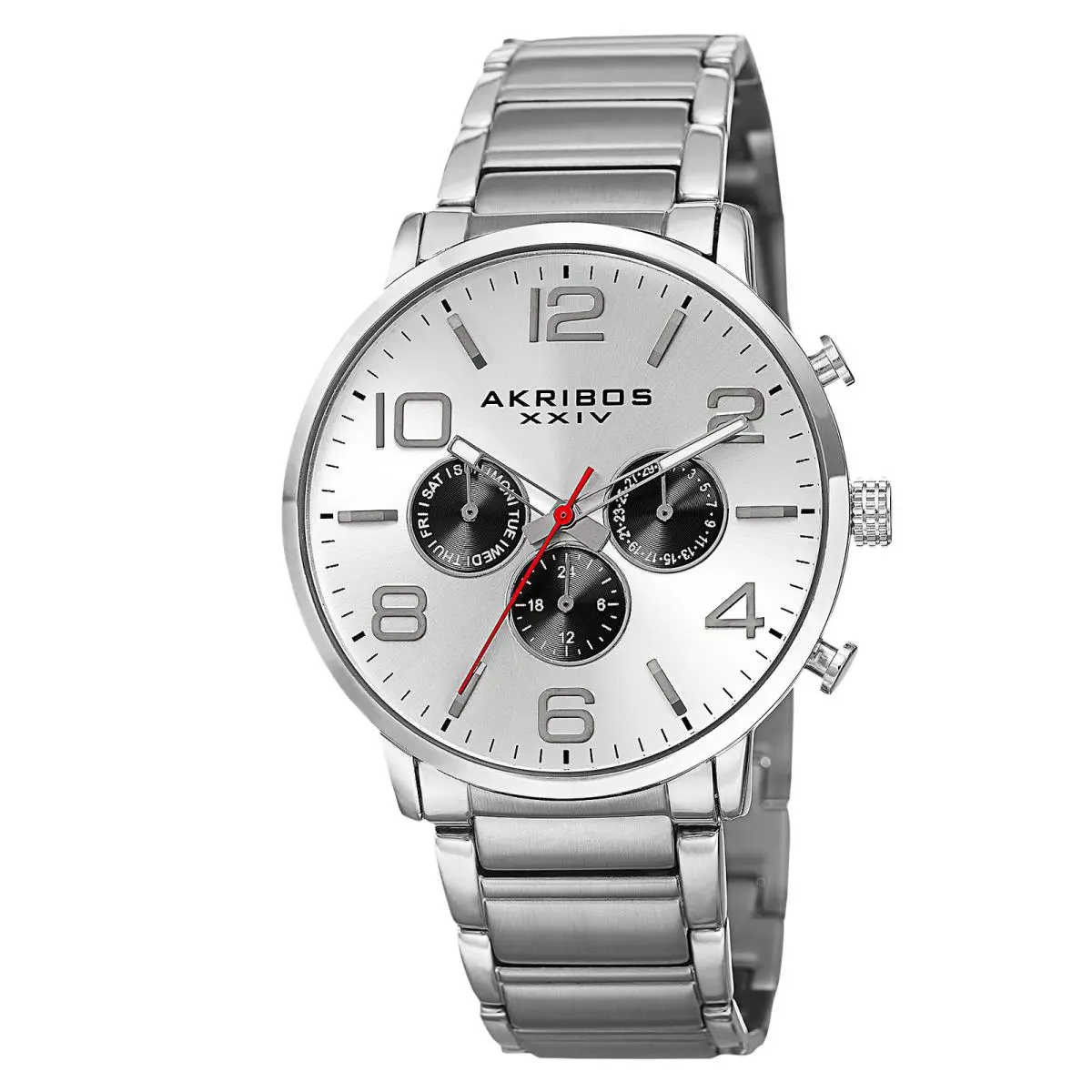 Men`s Akribos Xxiv AK803SSW Swiss Multifunction Silver-tone Bracelet Watch by Akribos XXIV