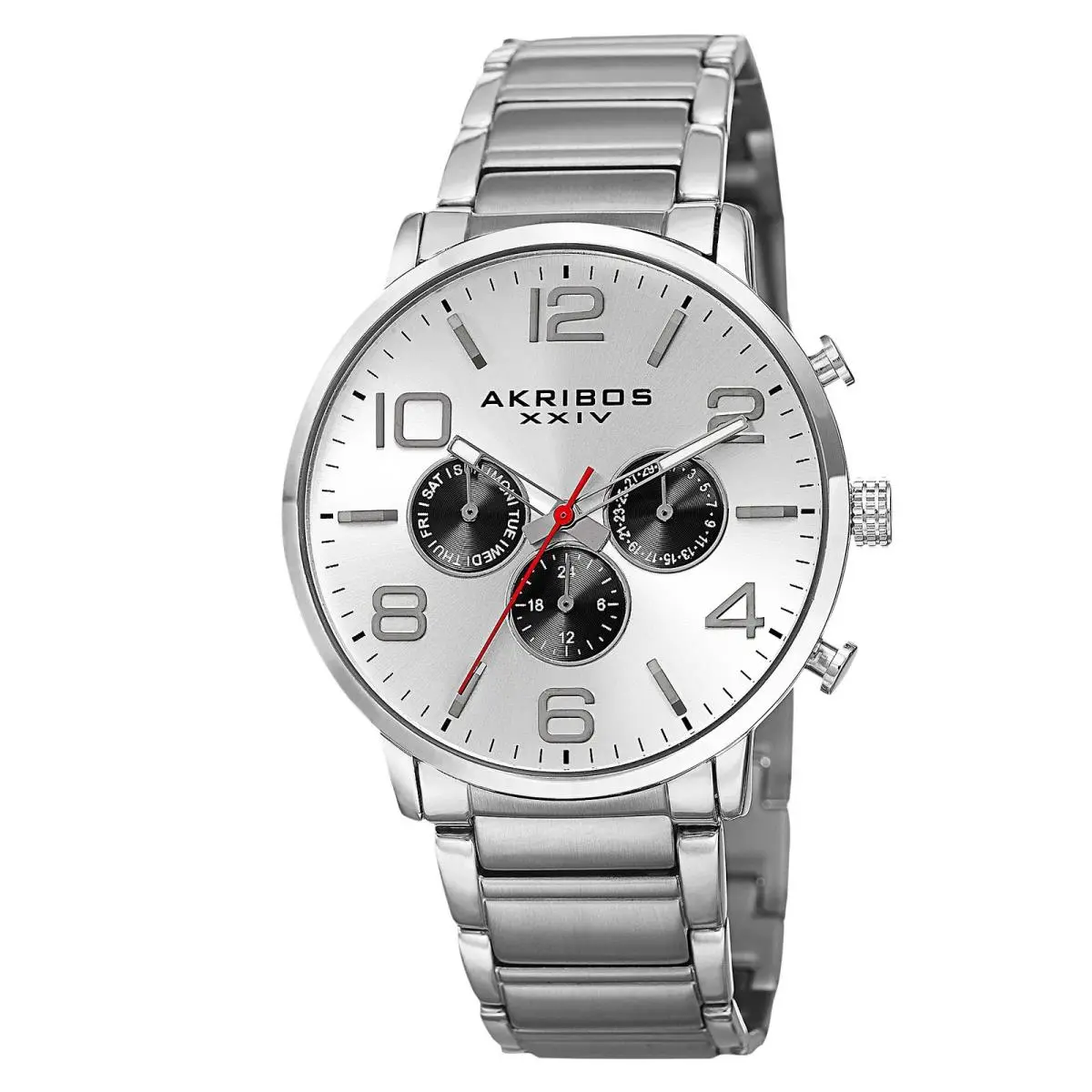 Akribos Xxiv AK803SSW Swiss Quartz Silver-tone Dial Bracelet Men`s Watch