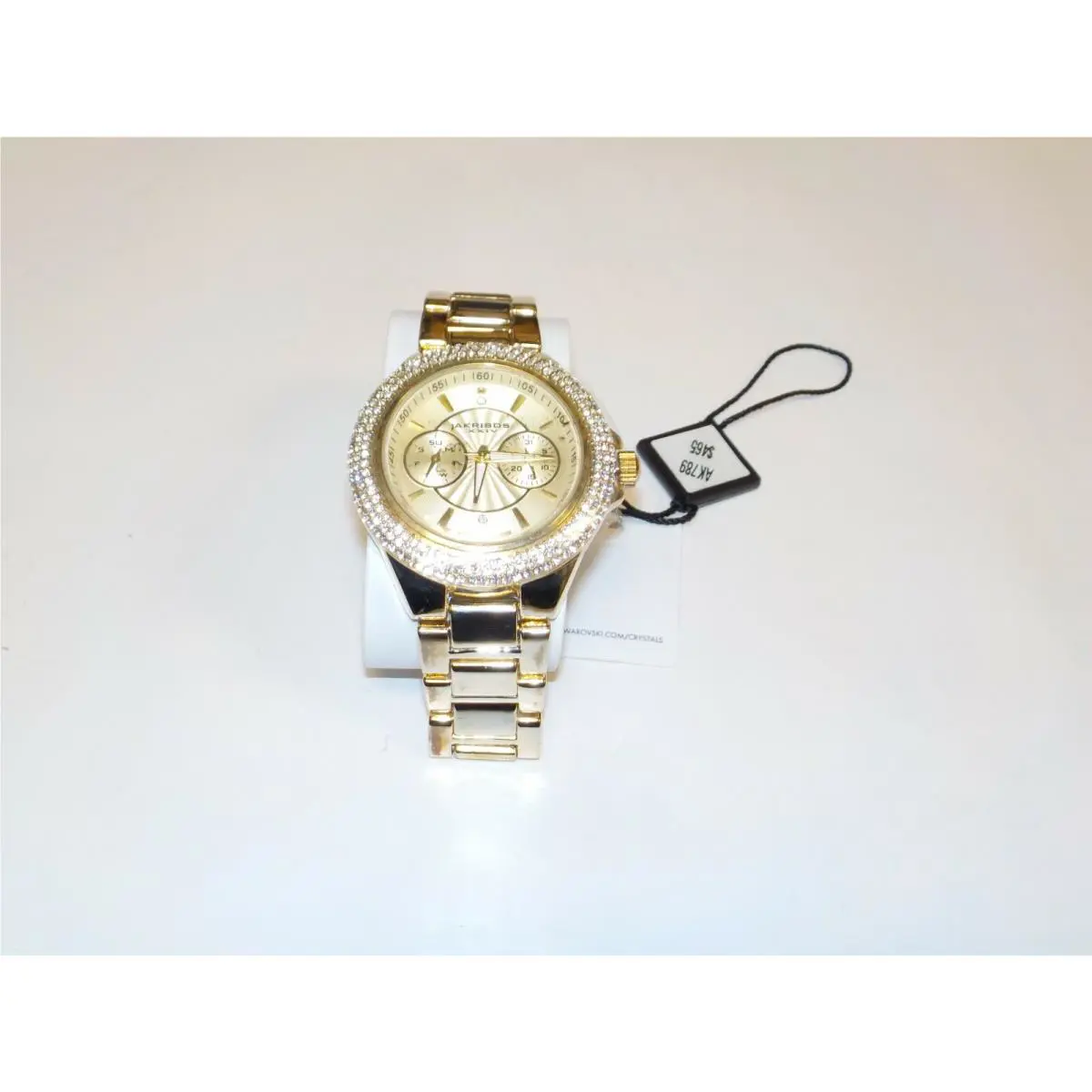 Akribos Xxiv Women`s AK789YG Gold-tone Crystal Bezel Watch NO Box