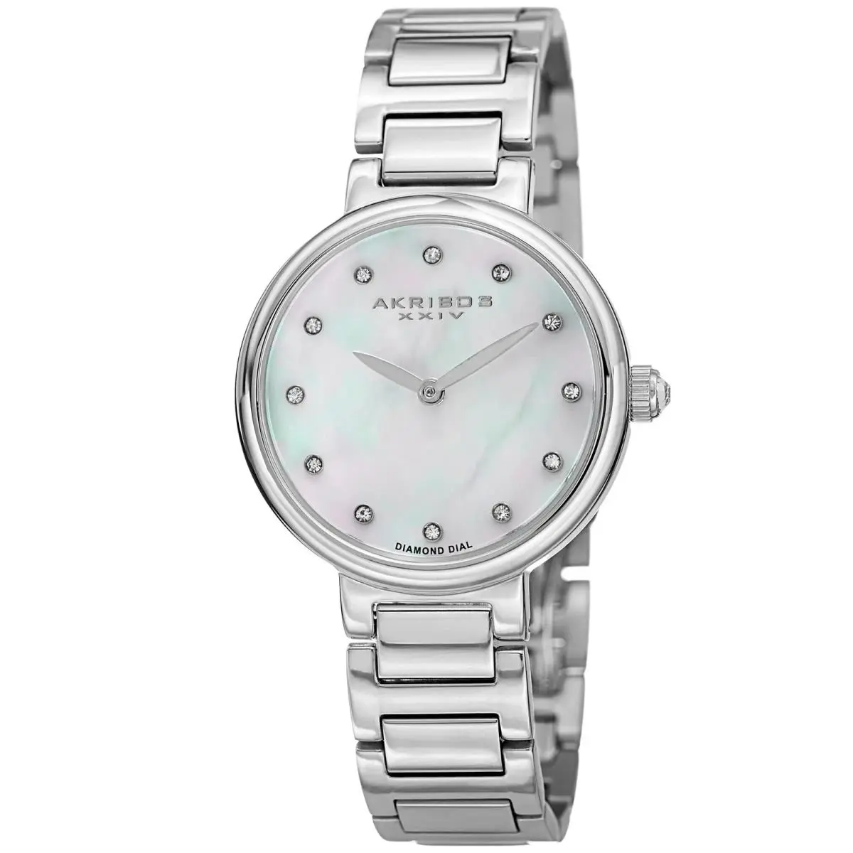 Women`s Akribos Xxiv AK877SS Silver White Mother of Pearl Dial Bracelet Watch