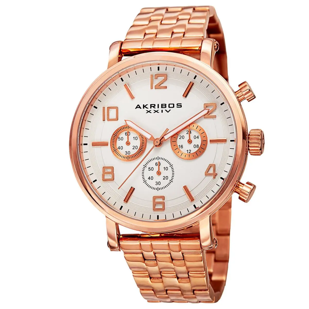 Men`s Akribos Xxiv AK800RG Quartz Chronograph Rose-tone Stainless Steel Watch