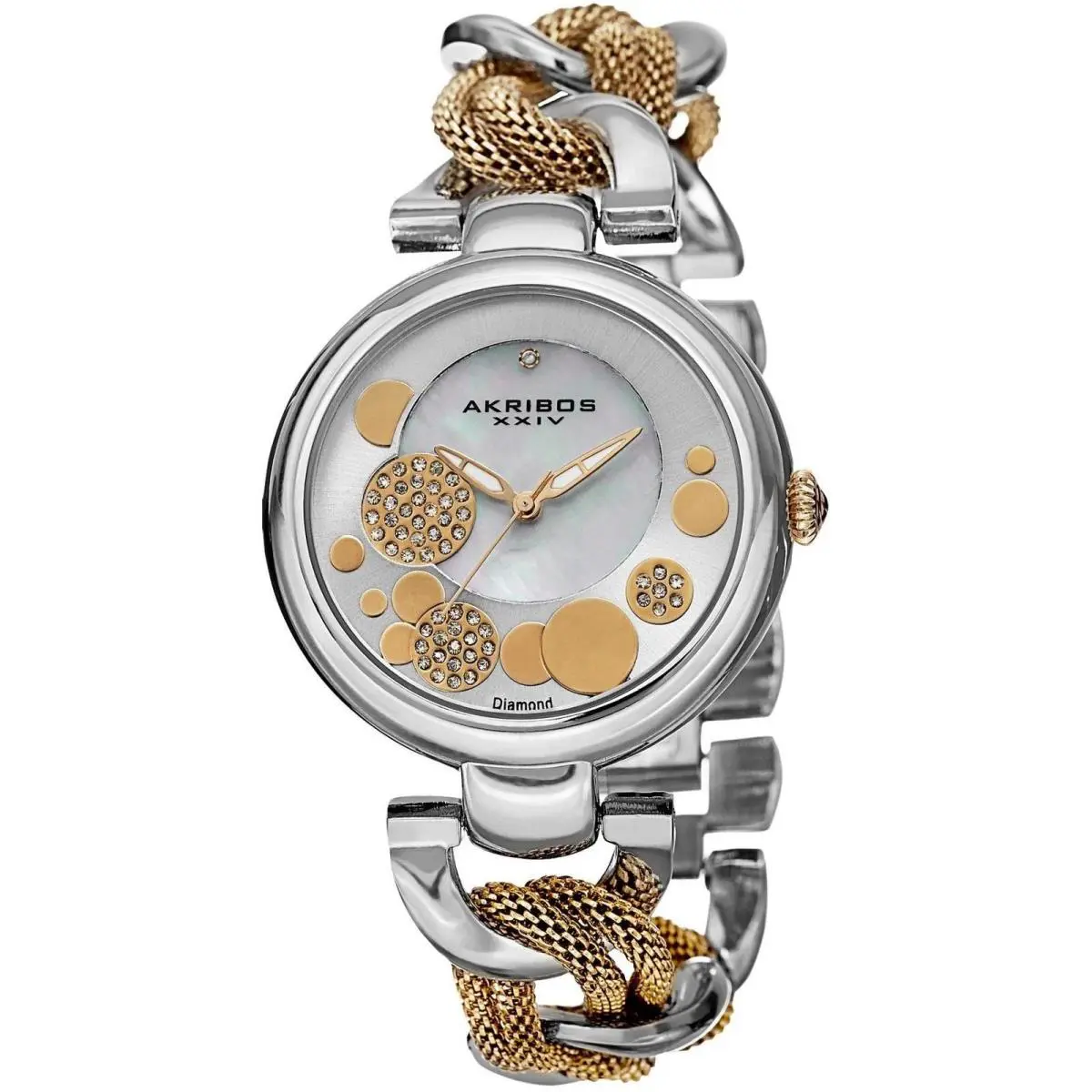 Akribos Xxiv AK643TTG Silver Gold Tone Ladies Watch Crystals In Dial 33Ft by Akribos XXIV