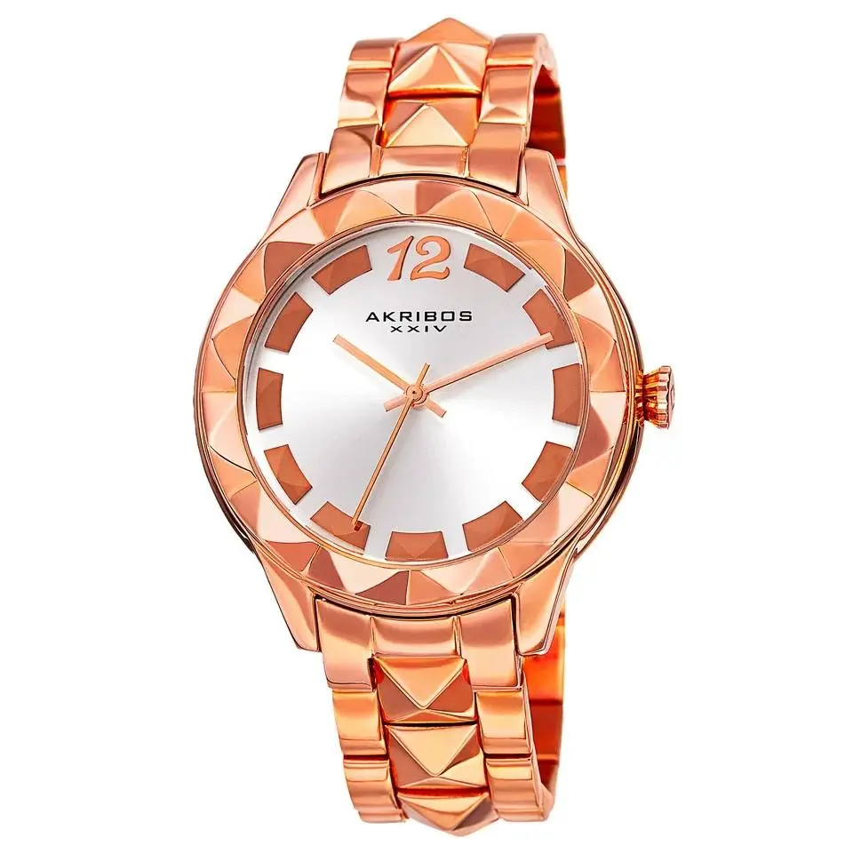 Women`s Akribos Xxiv AK836RG Pyramid Quartz Rose Gold Stainless Steel Watch