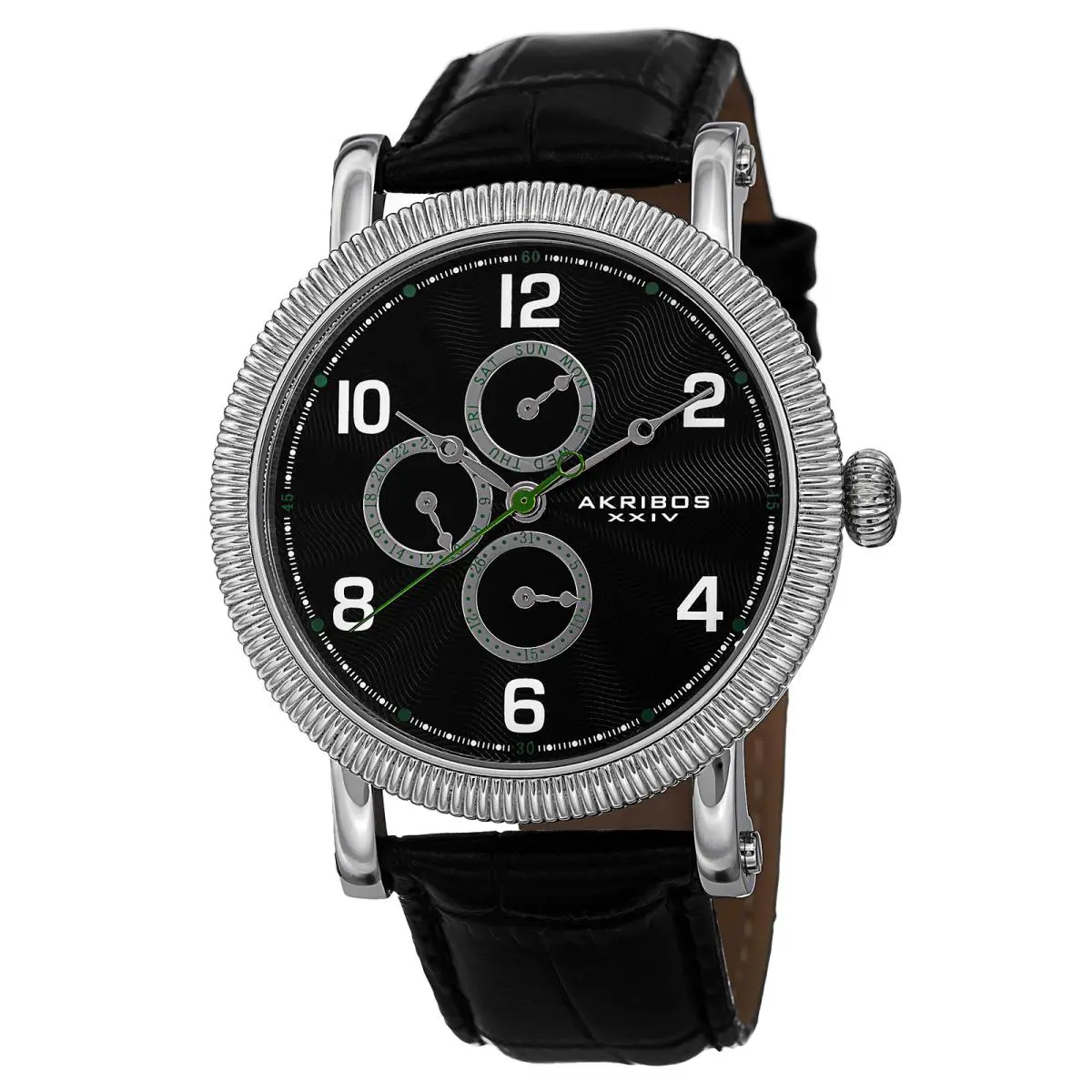 Akribos Xxiv AK599SS Men`s Multifunction Embossed Dial Leather Strap Watch by Akribos XXIV