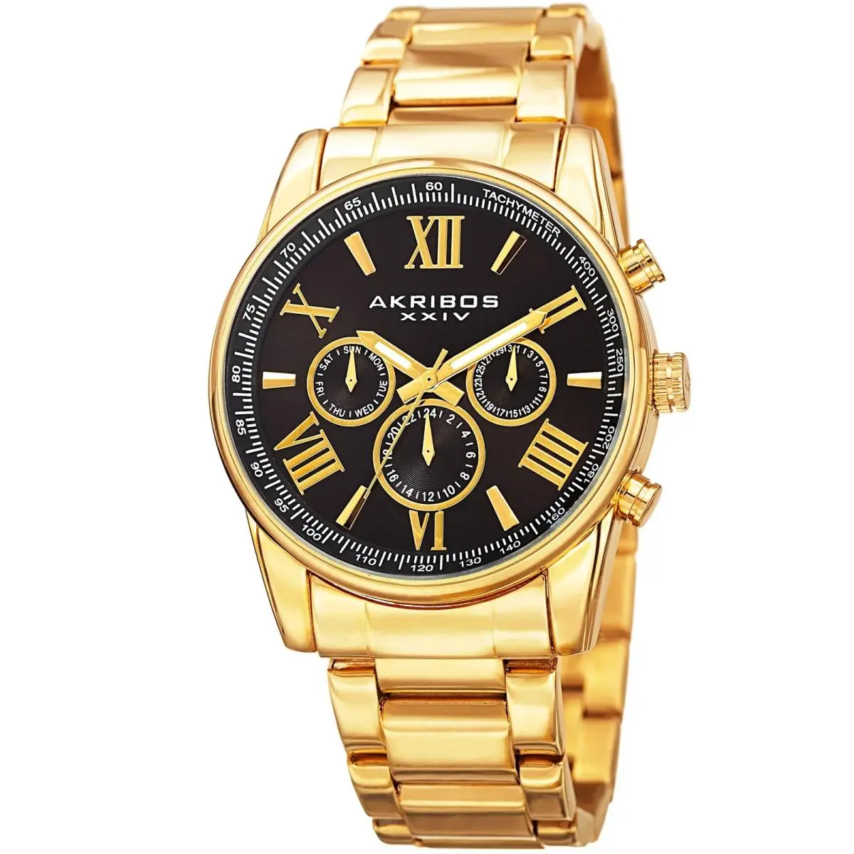 Xxiv AK904YGB Men`s Black Dial Gold-tone Watch