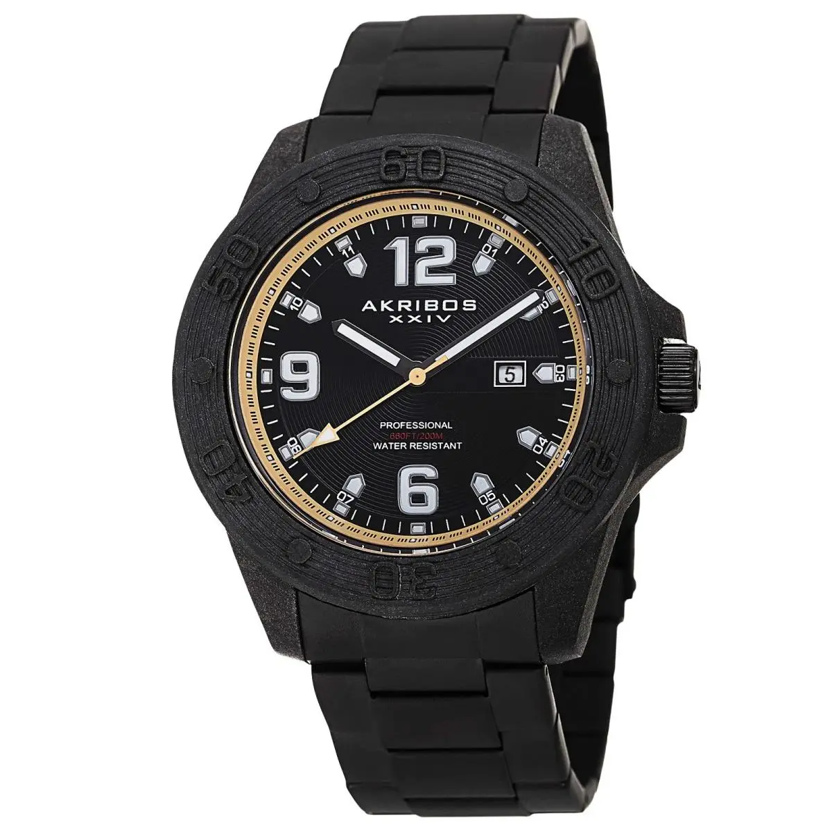 Akribos Xxiv AK797TN Men`s Quartz Divers Black Stainless Steel Bracelet Watch by Akribos XXIV