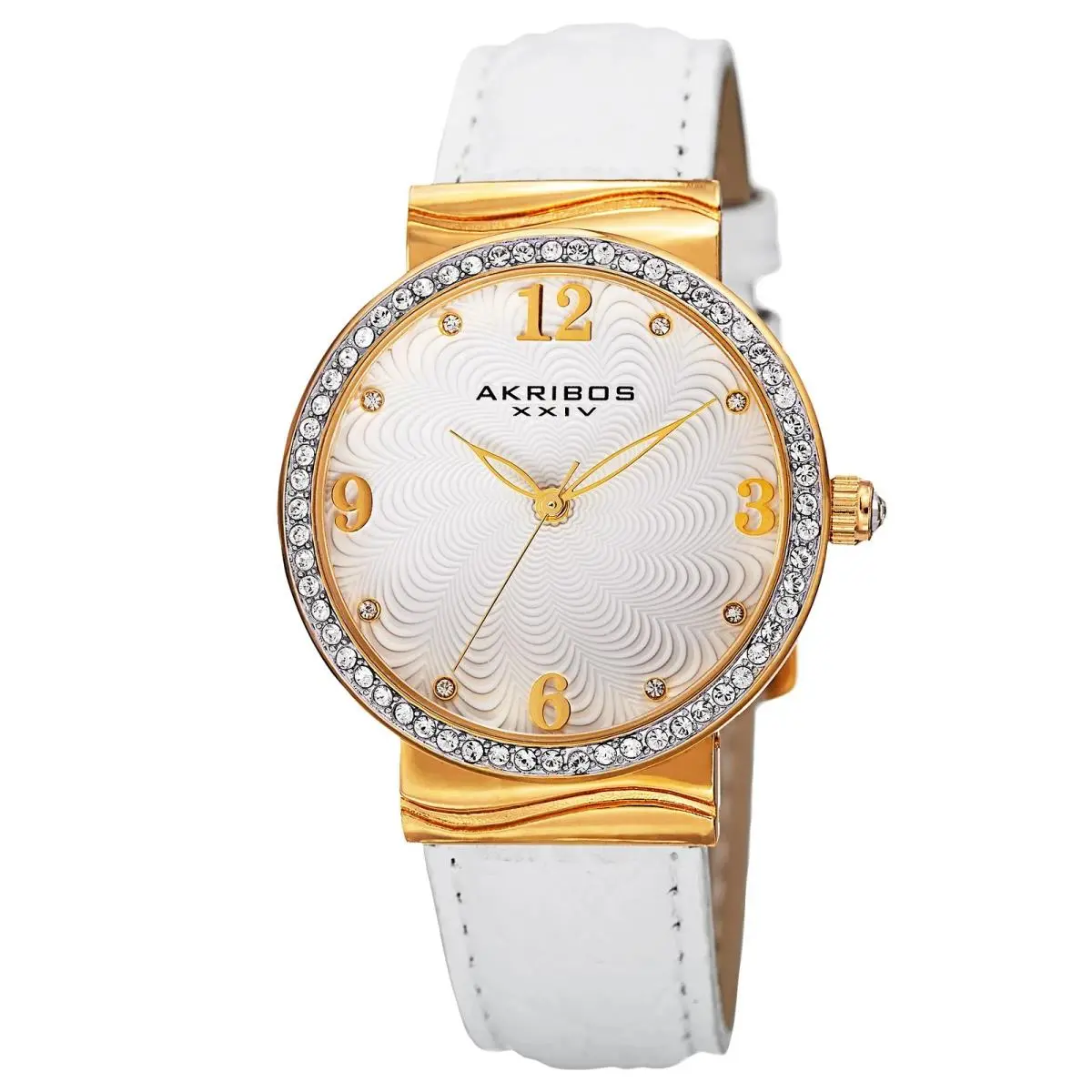 Women`s Akribos Xxiv AK829WTG Quartz Swarovski Crystal Plated Alloy Case Watch