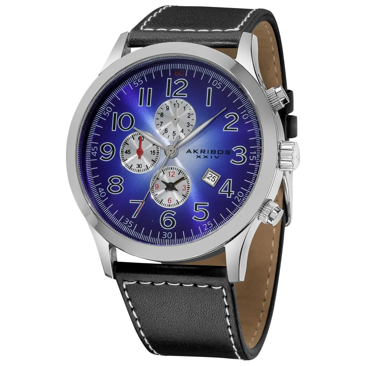 Akribos Xxiv AK603BU Men’s Arabic Numeral Gradient Dial Leather Strap