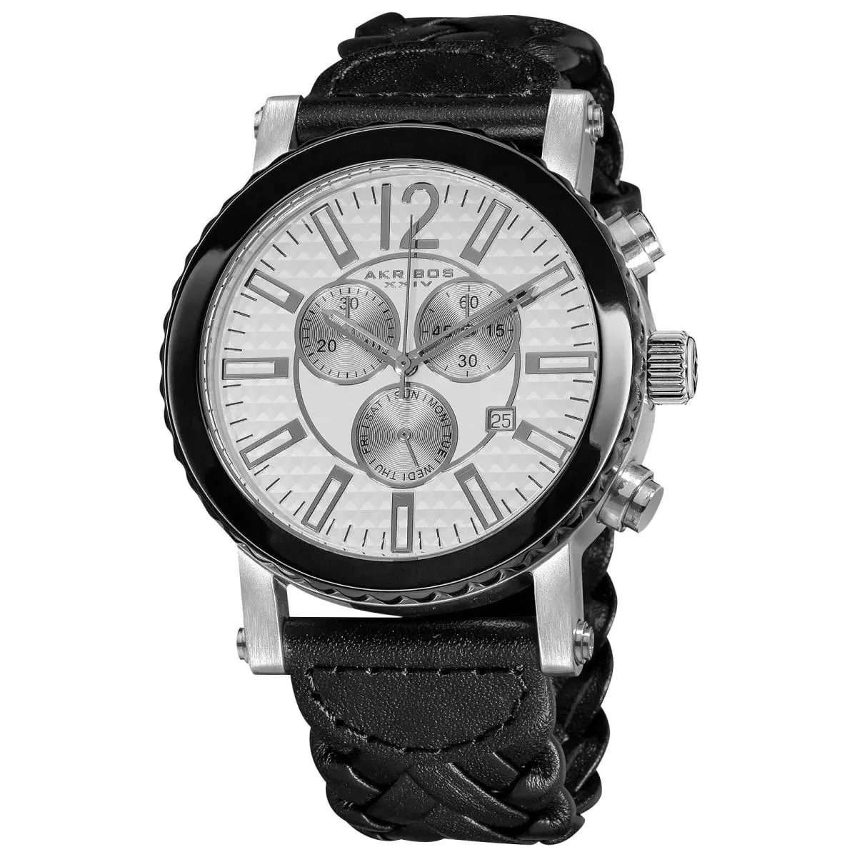Men`s Akribos Xxiv AK571BK Chronograph Swiss Quartz Braided Strap Watch