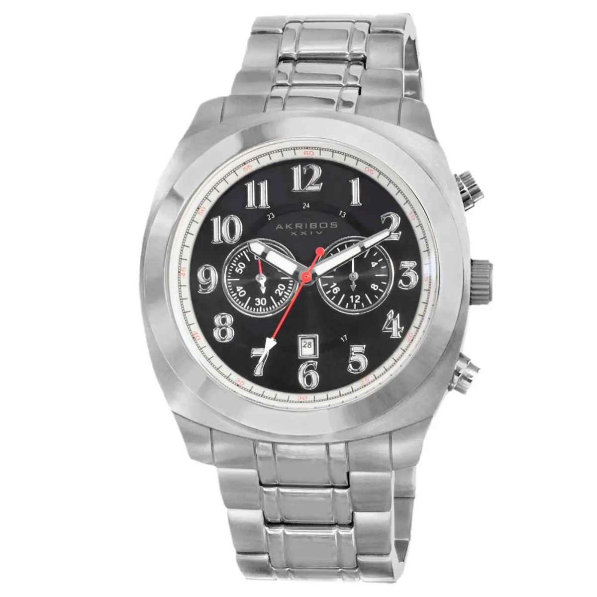 Men`s Akribos Xxiv AK624SS Silver-tone Chronograph Date Stainless Steel Watch