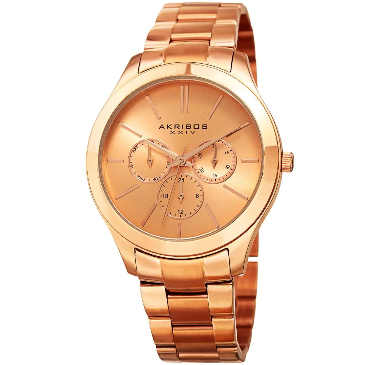 Women`s Akribos Xxiv AK952RG Military Time Date Complication Bracelet Watch