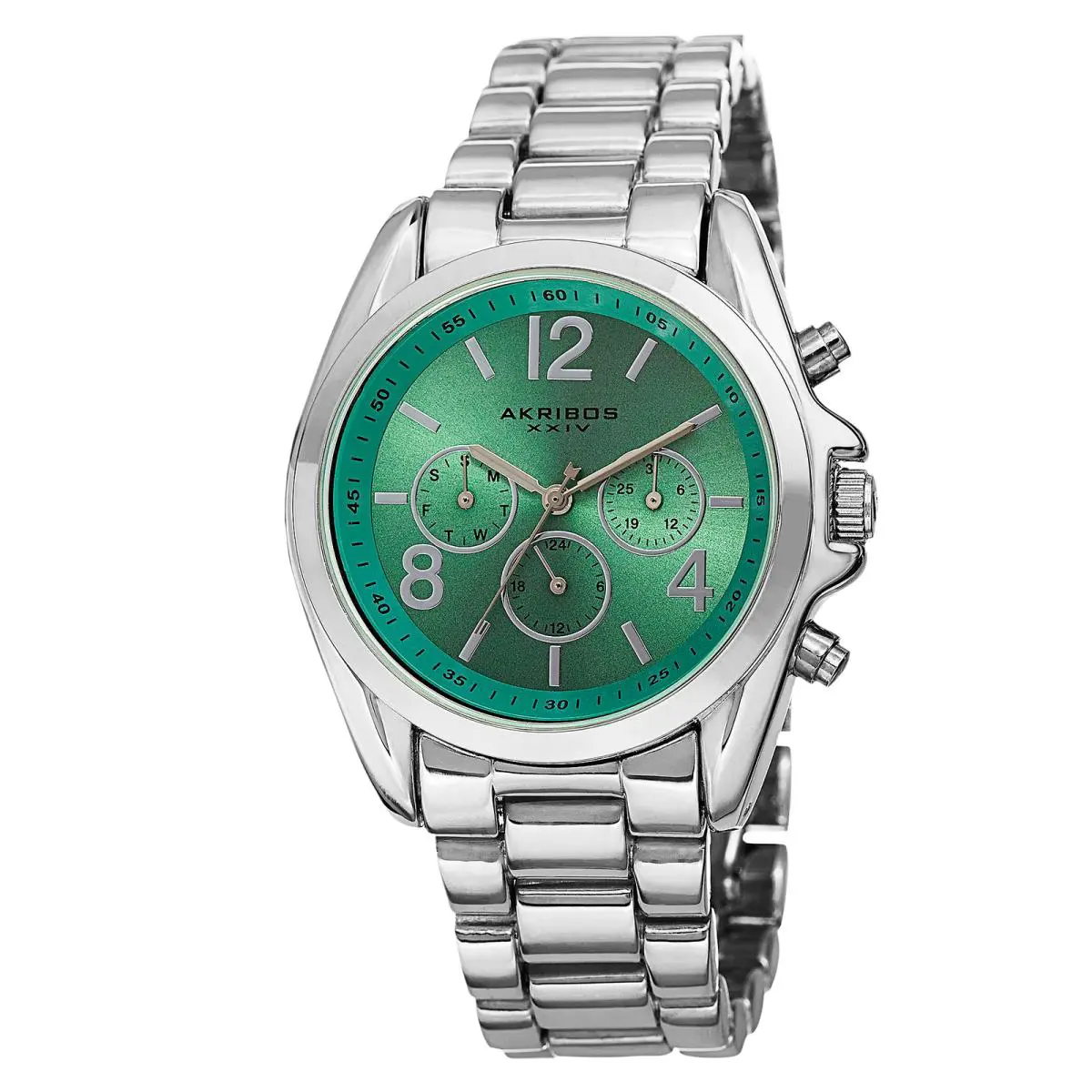 Women`s Akribos Xxiv AK760SSTQ Multifunction Turquoise Dial Bracelet Watch