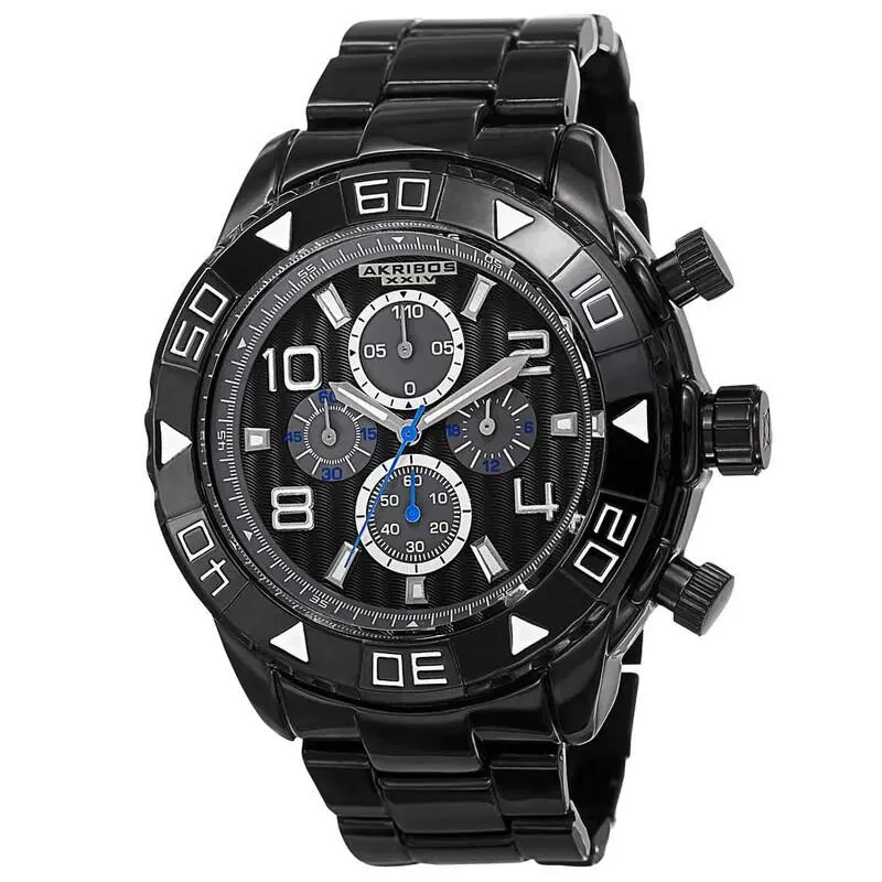 Akribos Xxiv AK814BK Divers Bezel Chronograph Black Dail Bracelet Men`s Watch
