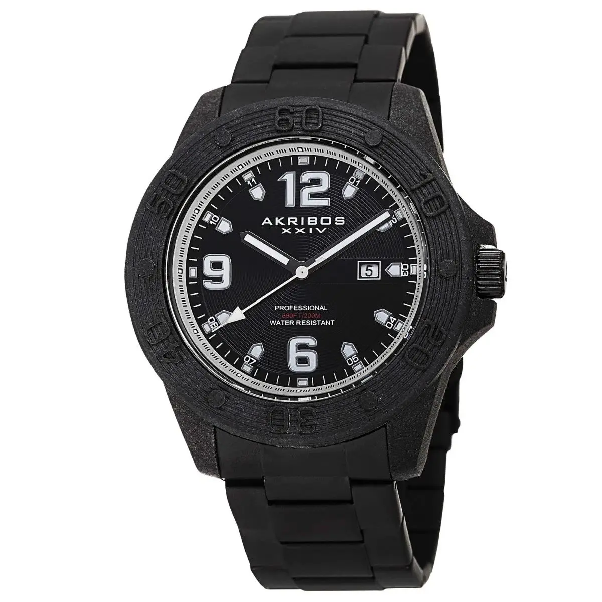 Akribos Xxiv AK797WT Black Silver Dial with Silver Tone Bracelet Men`s Watch