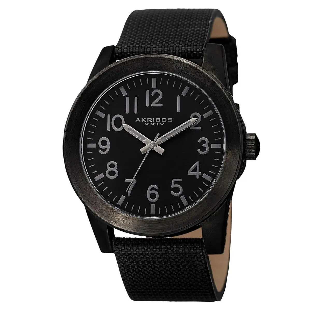 Akribos Xxiv AK779BK Men`s Swiss Quartz Black Dial Stainless Steel Case Watch