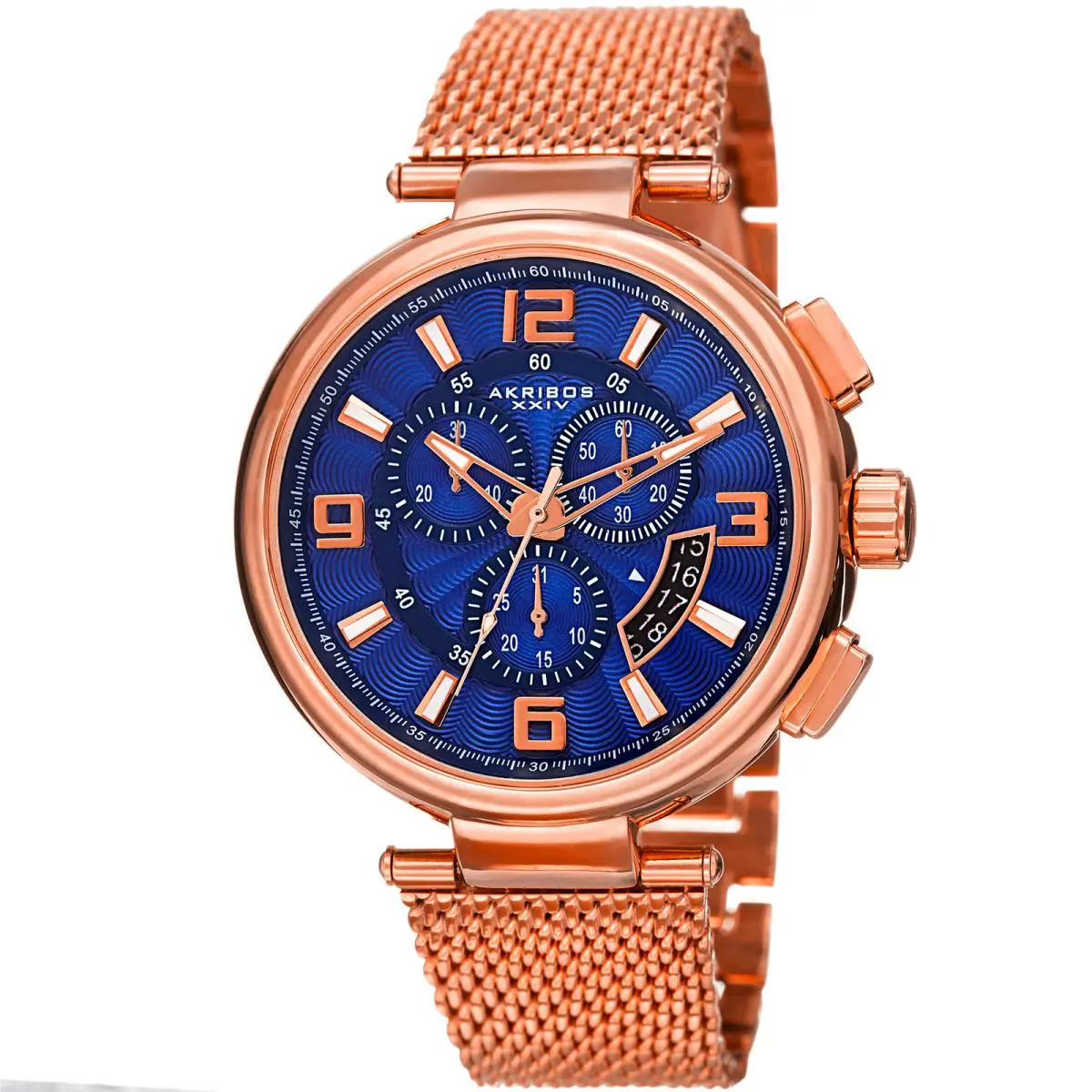 Men`s Akribos Xxiv AK772RGBU Chronograph Date Complication Swiss Quartz Watch