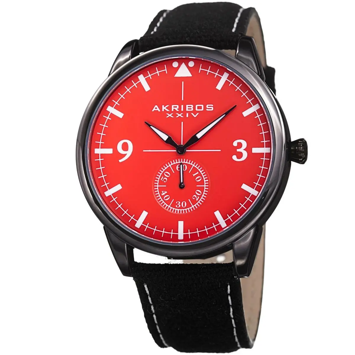 Akribos Xxiv AK938RD Small Seconds Leather and Canvas Strap Men`s Watch