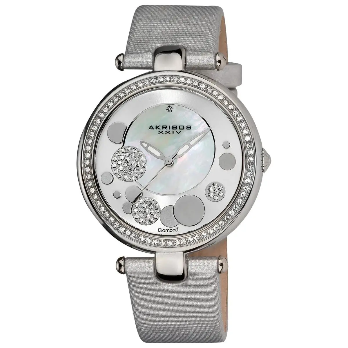 Women`s Akribos Xxiv AK434SL Crystal Miyota Quartz Diamond Dial Strap Watch