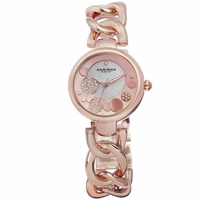 Akribos Xxiv AK678RG Lady Diamond Mop Dial Rose-tone Twist Chain Womens Watch by Akribos XXIV