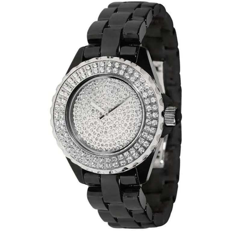 Akribos Xxiv AK457BK Dazzling Ceramic Swiss Black Womens Watch