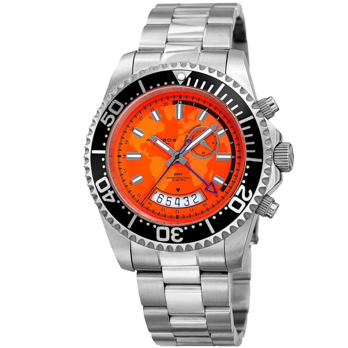 Akribos Xxiv Men`s AK955SSOR Multifunction Map Print Stainless Steel Watch by Akribos XXIV