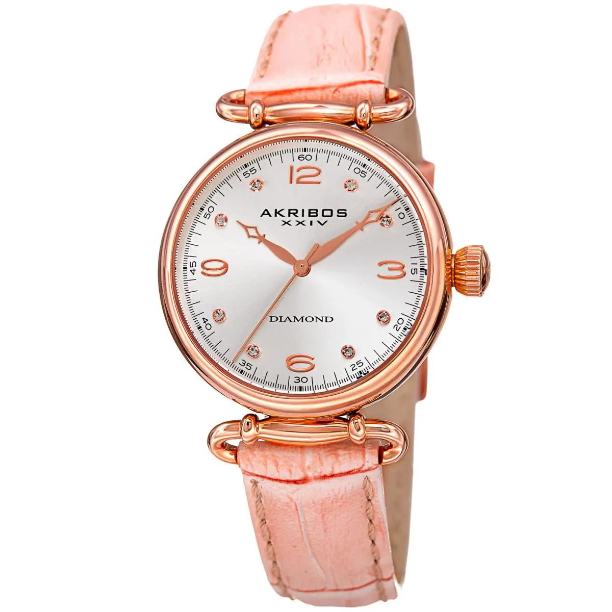 Women`s Akribos Xxiv AK878NU Three Hand Quartz Leather Strap Watch