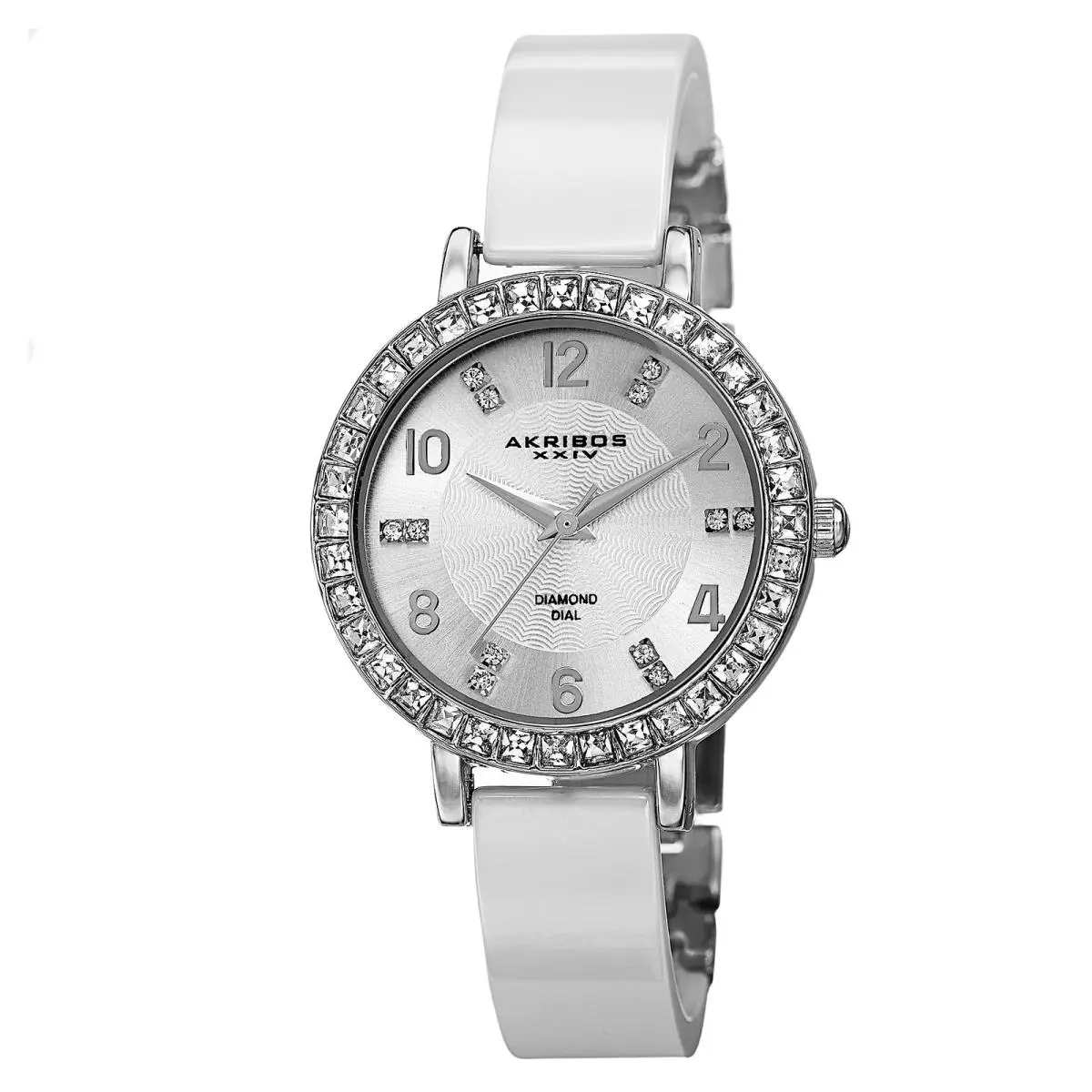 Women`s Akribos Xxiv AK758SSW Swiss Diamond Accented Ceramic Bangle Watch