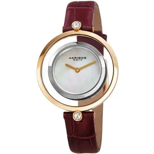 Akribos Xxiv AK1060PU Swarovski Purple Crocodile Style Leather Womens Watch