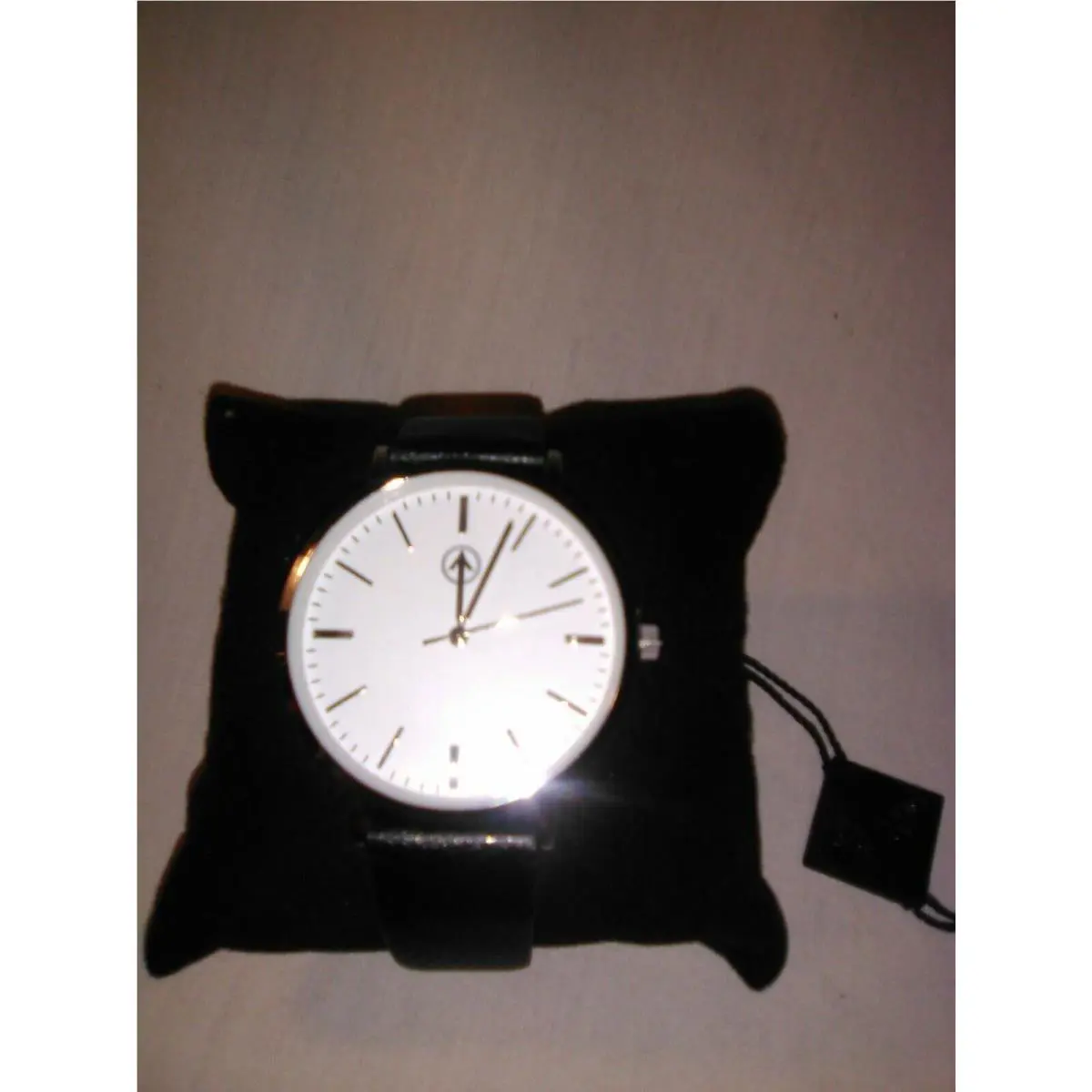 Men’s Akribos Xxiv WatchAS1033SS White Crystal Black Leather Wrist Band Size 10