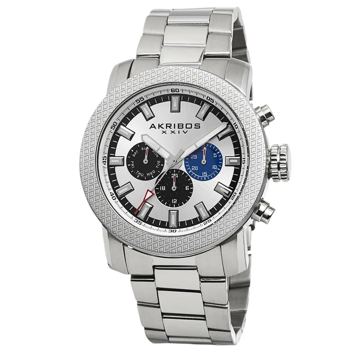 Men`s Akribos Xxiv AK684SS Swiss Multifunction Day Date Stainless Steel Watch by Akribos XXIV