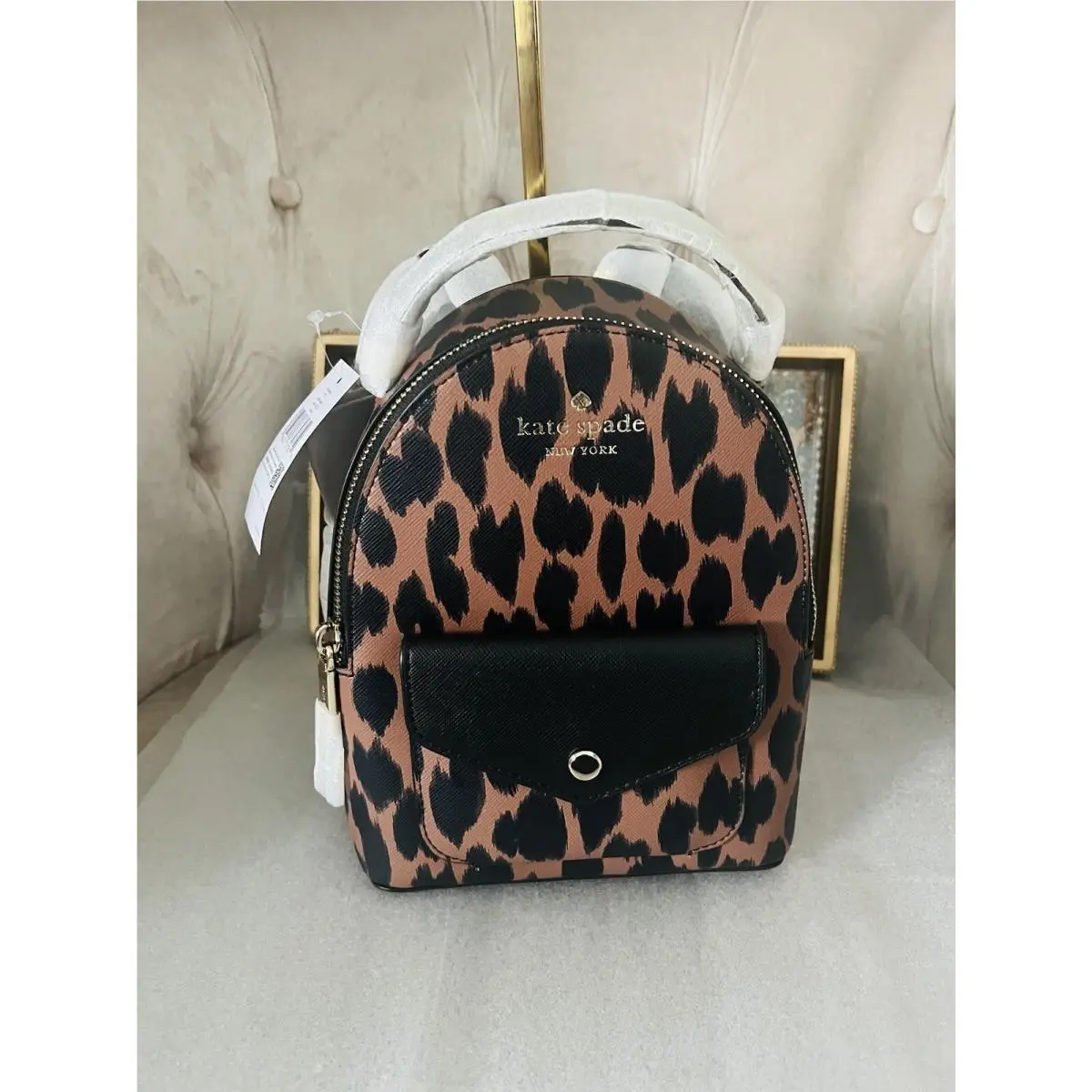 Schuyler Mini Backpack Shoulder Bag Leopard Animal Brown Black by Kate Spade
