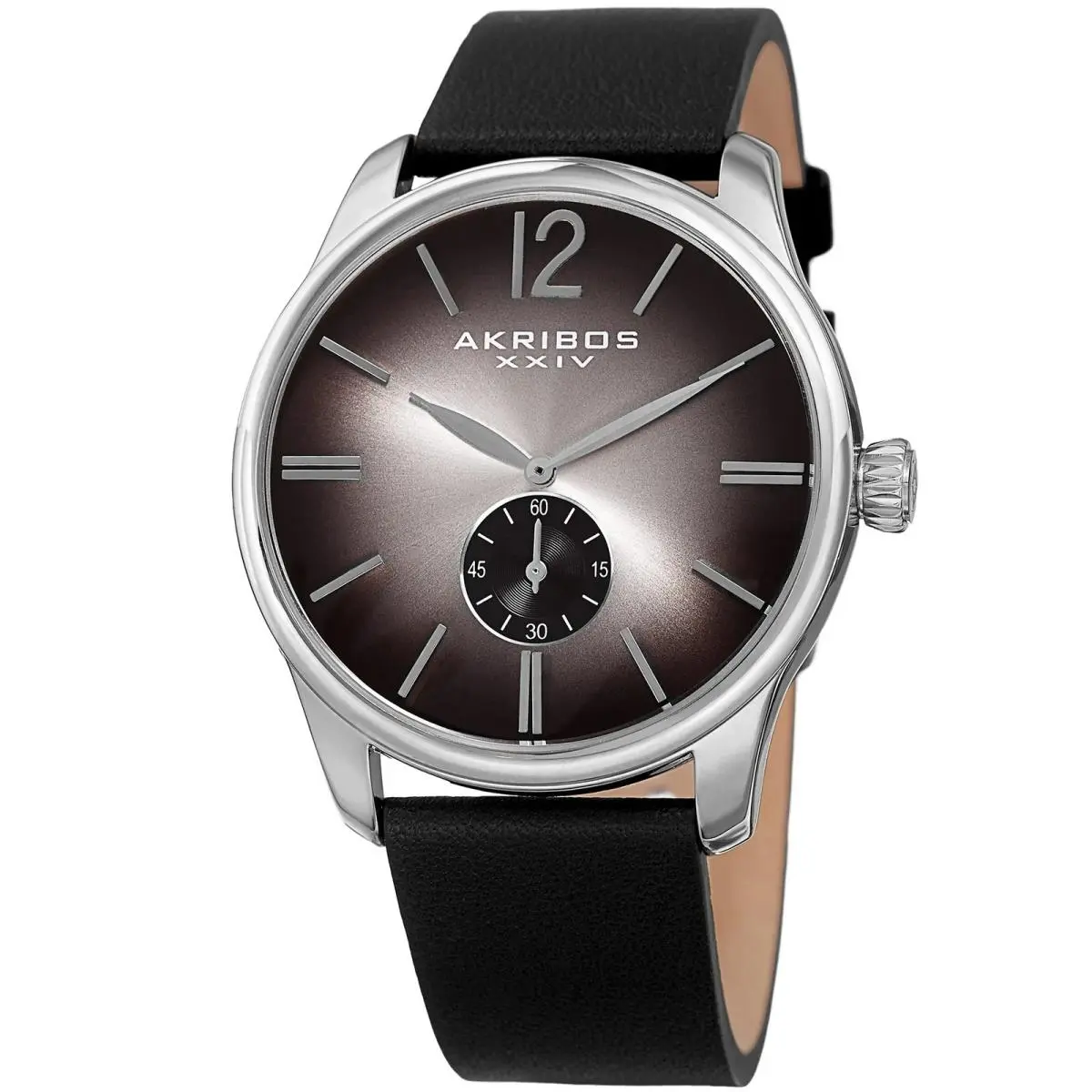 Akribos Xxiv AK916SSB Small Seconds Quartz Black Leather Strap Men`s Watch