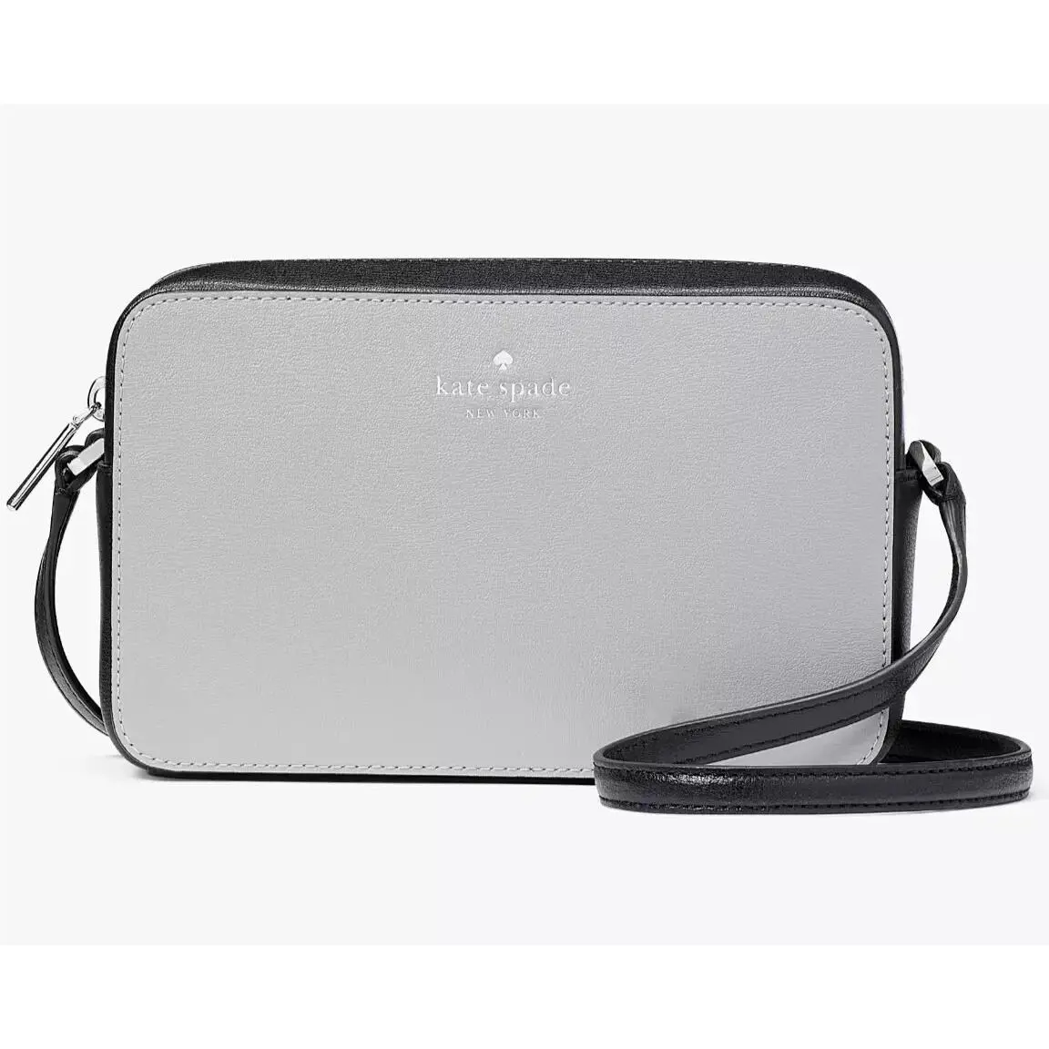 Kate Spade Sienna Gray / Black Leather Crossbody Bag KE749 Purse Retail