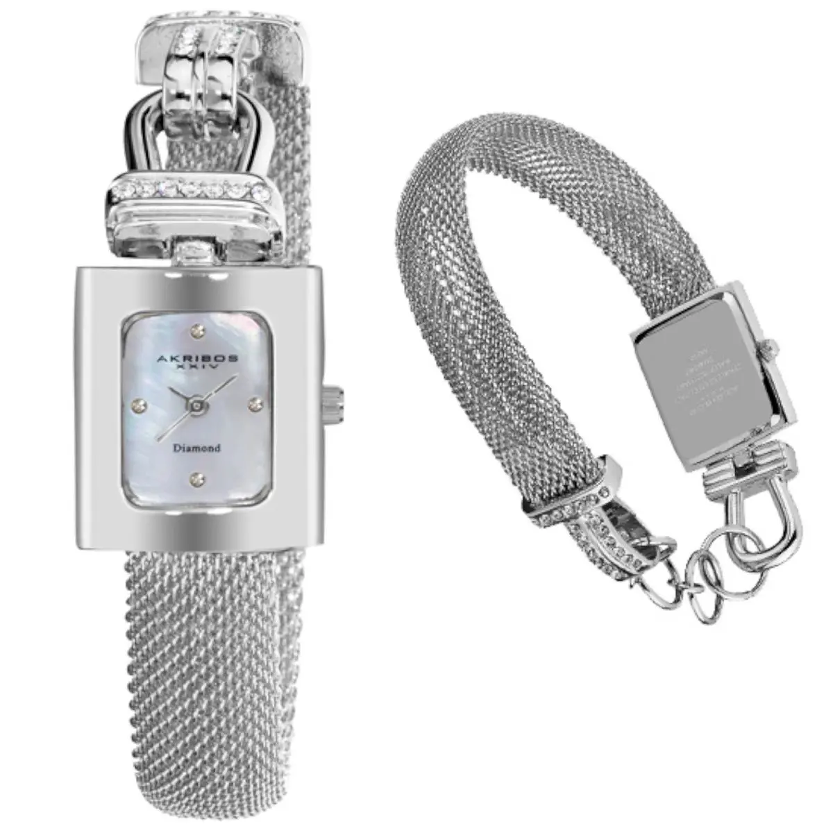 Akribos Xxiv AK510SS Women`s Mesh Wrap-around Diamond Accented Quartz Watch by Akribos XXIV