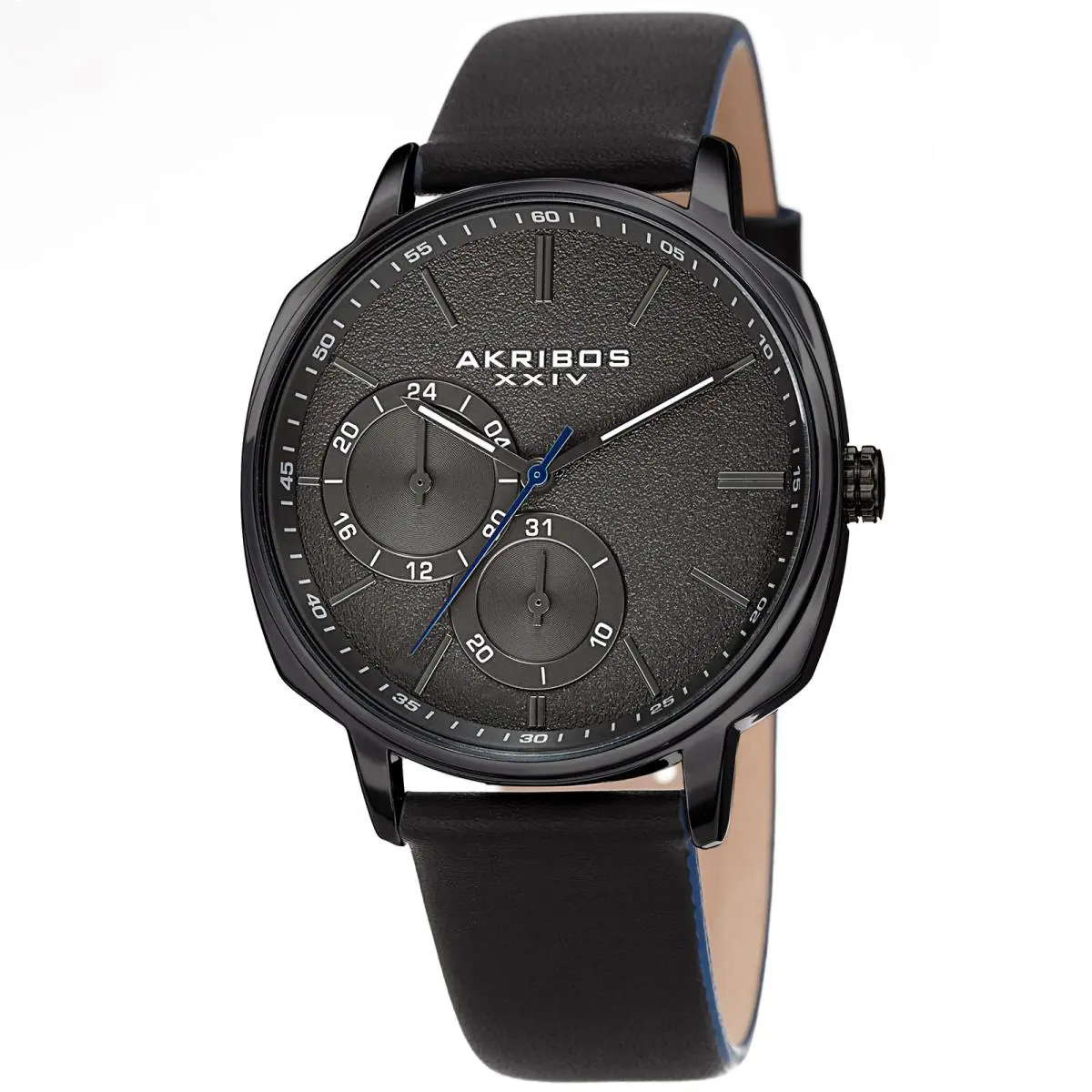Spring Release Men`s Akribos Xxiv AK1022BK Multifunction Black Leather Watch