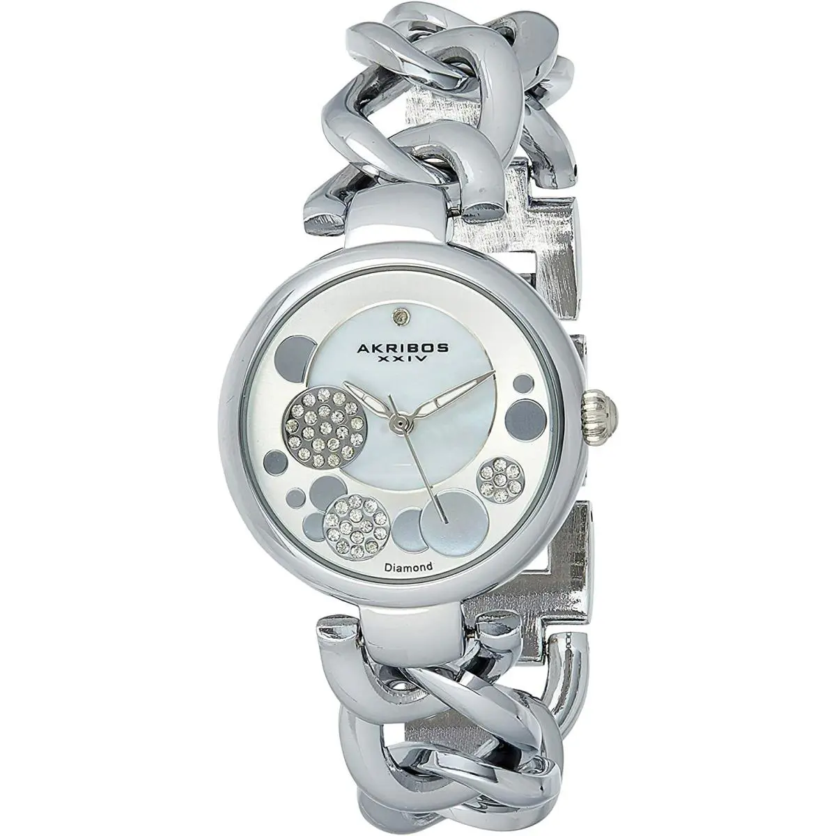 Akribos Xxiv AK678SS Diamond Crystal Mother-of-pearl Dial Silver Watch F1007 by Akribos XXIV
