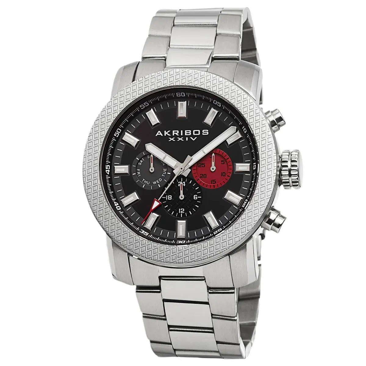Men`s Akribos Xxiv AK684SSB Swiss Multifunction Day Date Stainless Steel Watch by Akribos XXIV
