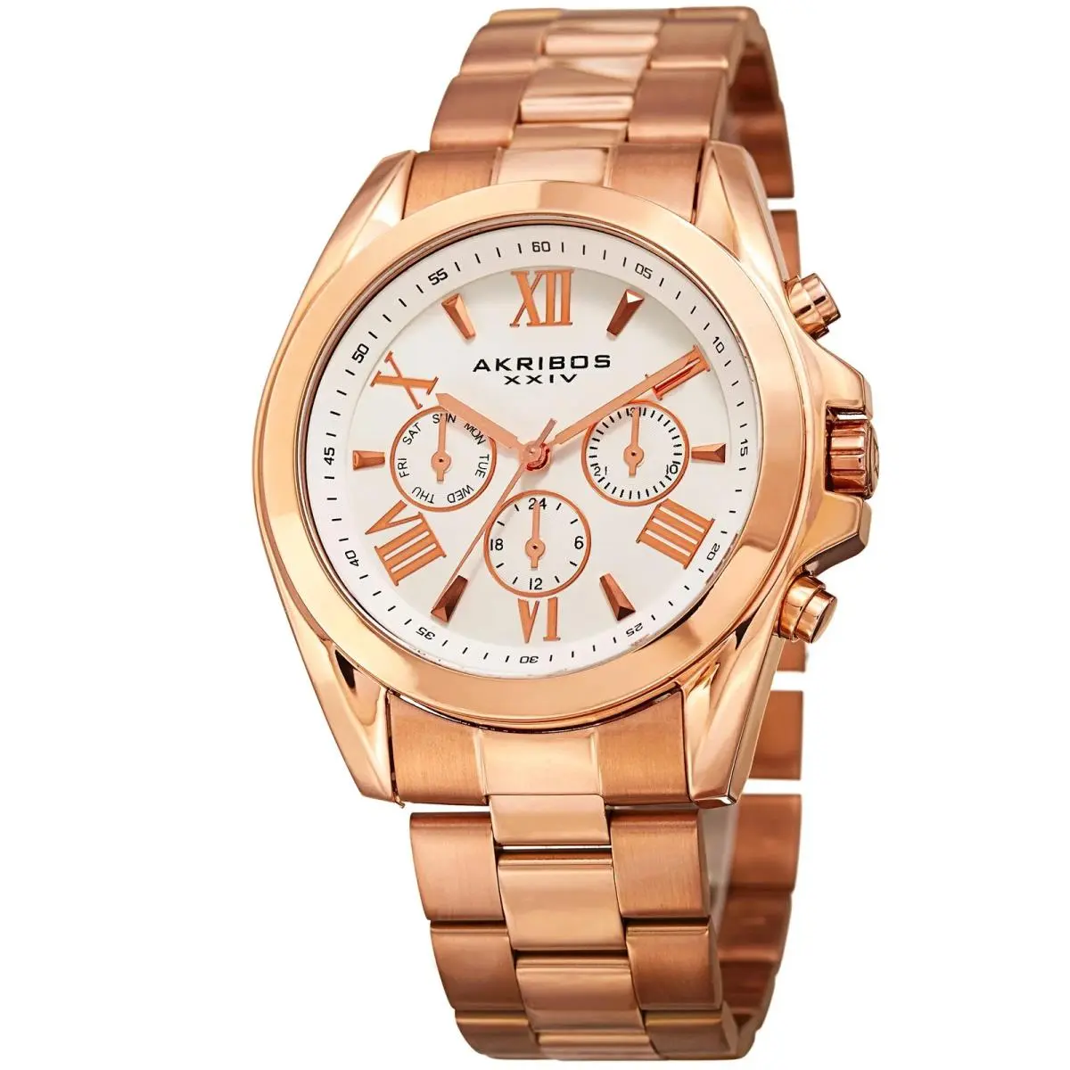 Akribos Xxiv AK951RG White Dial with Rose Gold Stainless Steel Women`s Watch