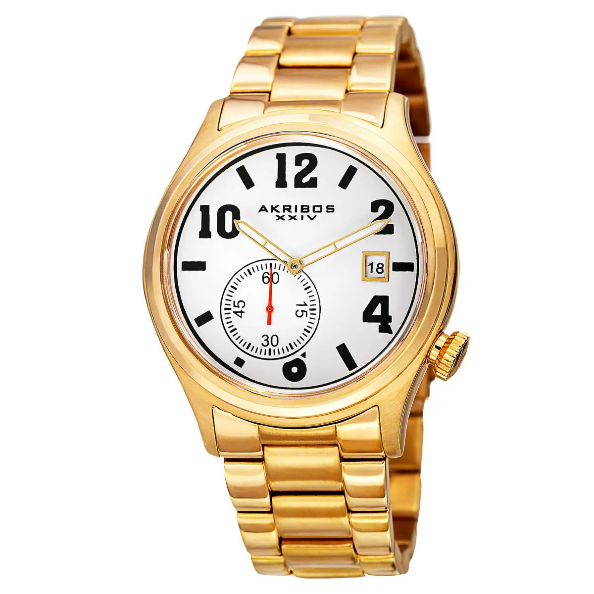 Men`s Akribos Xxiv AK830YG Date Window Gold-tone Stainless Steel Sleek Watch