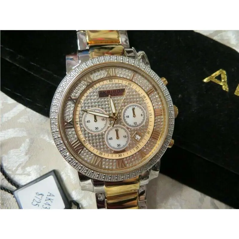 Bling Akribos Xxiv Men`s Watch W/round 1-7/8 Across 8.5 Ak439TT