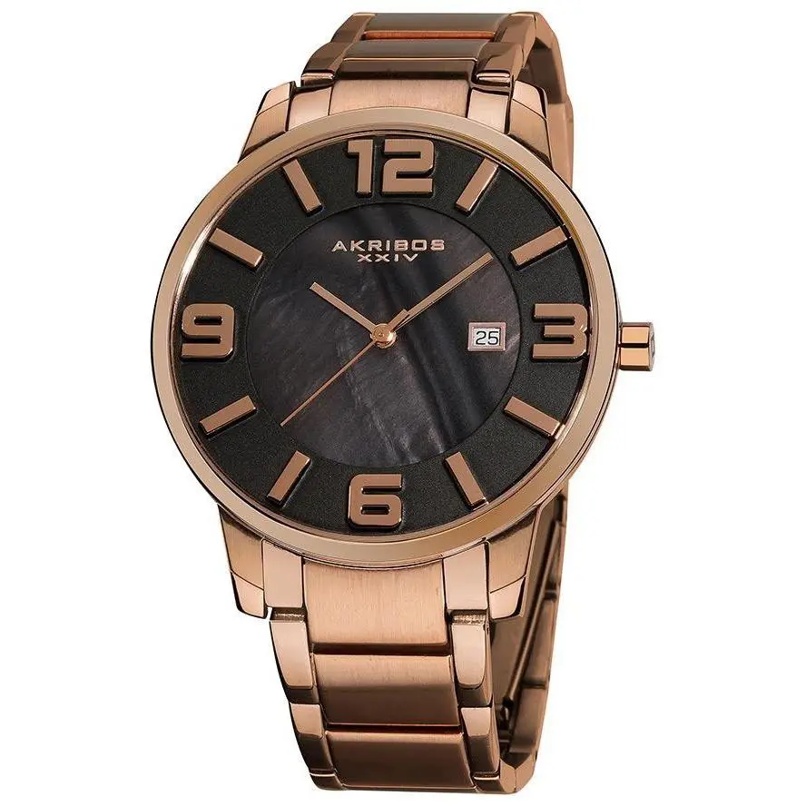 Akribos Xxiv AK566RG Swiss Quartz Date Mop Dial Stainless Steel Mens Watch by Akribos XXIV