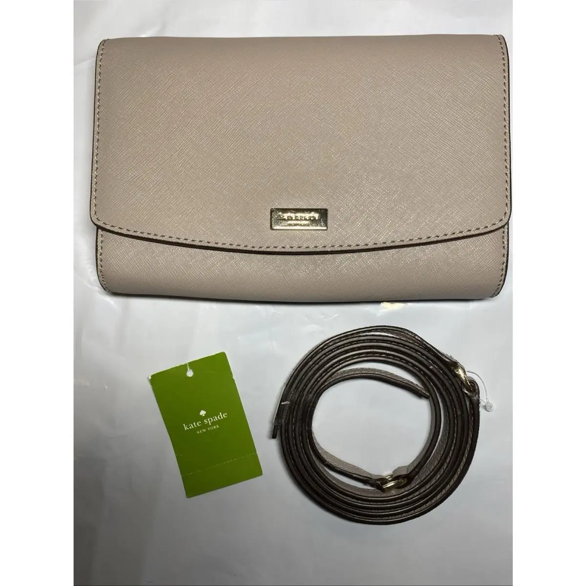 Kate Spade Laurel Way Addison Crossbody Bag Wallet On Strap Saffiano Gray