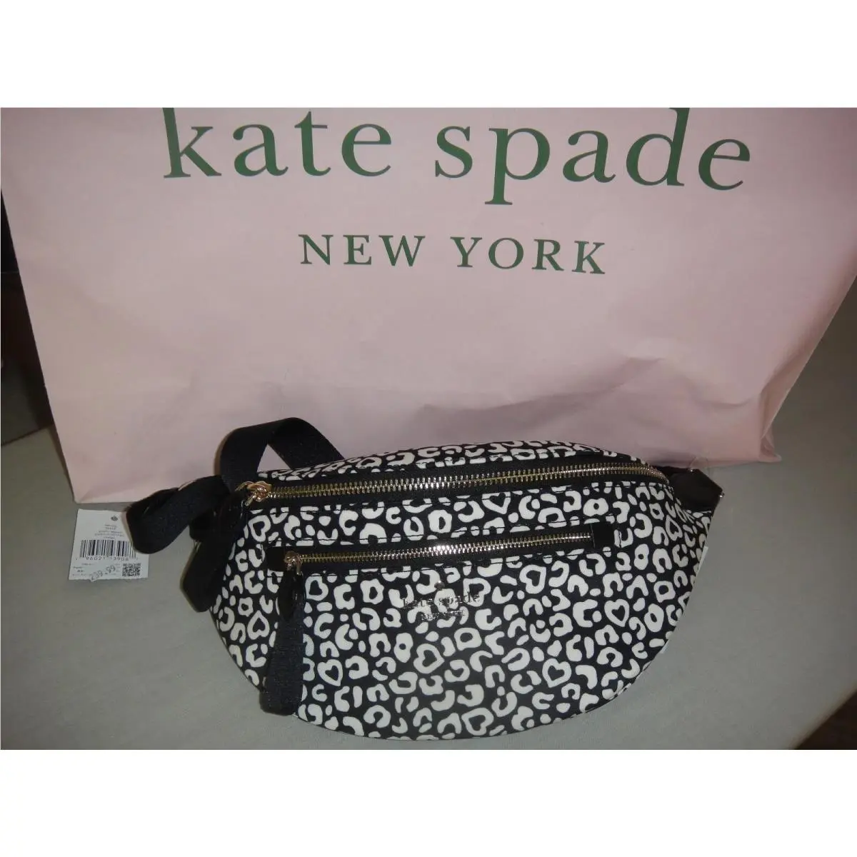 New York Chelsea Leopard Heart Nylon Belt Bag Fanny Pack by Kate Spade