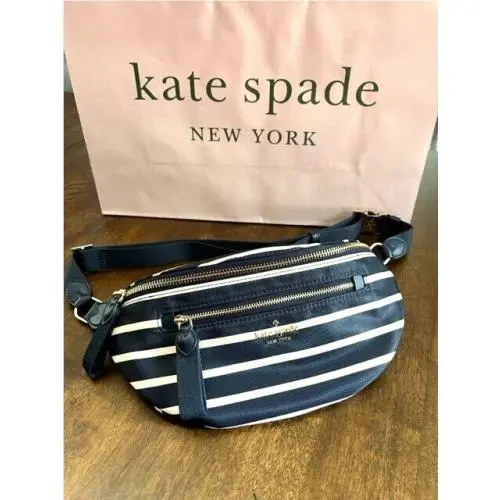 Chelsea Nylon Belt Bag Fanny Pack - Persian Blue Striped by Kate Spade