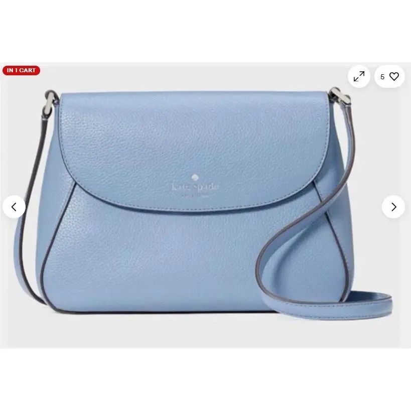 Monica Medium Flap Crossbody Bag Blue Leather Purse KC465 by Kate Spade