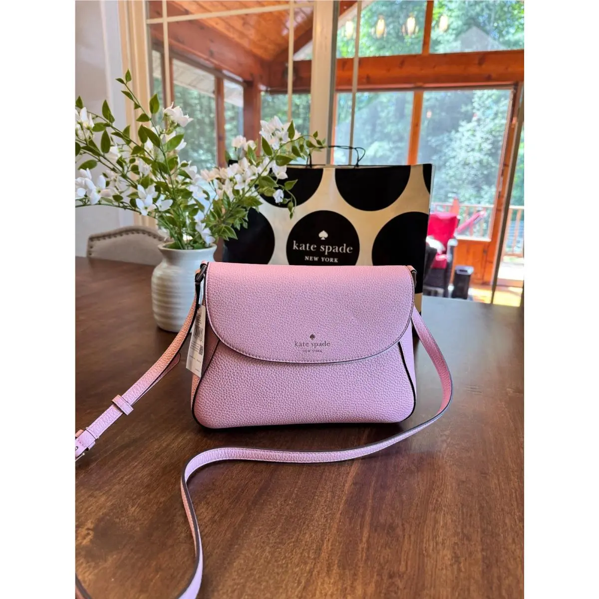 Kate Spade Monica Flap Crossbody Bag Leather Purse KC465 Tea Rose