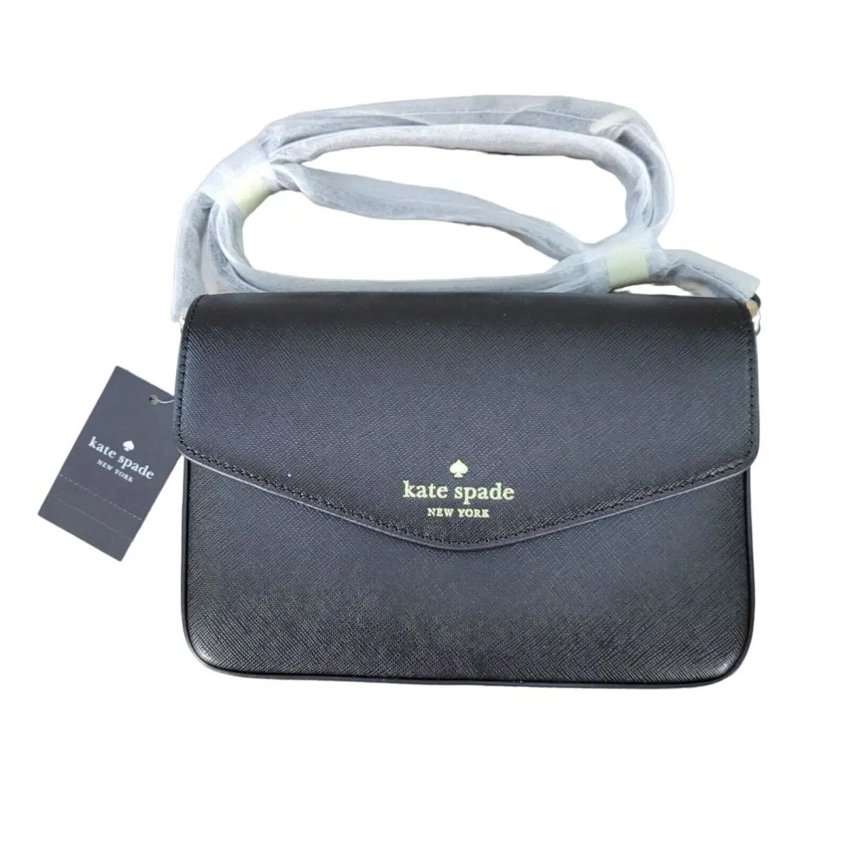 Kate Spade Sadie Envelope Crossbody Black Saffiano Leather K7378