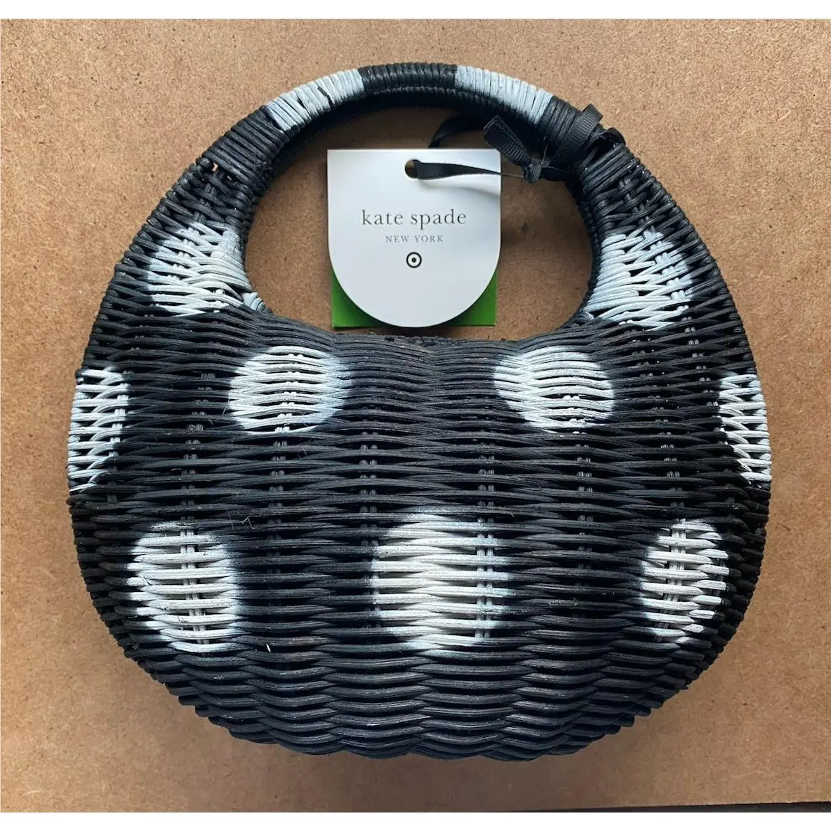 Kate Spade New York X Target Polka Dot Wicker Crescent Bag Black White